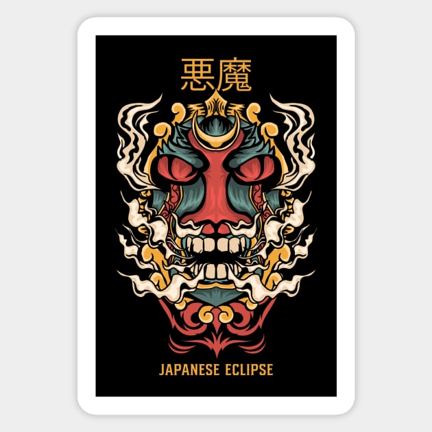 Japanese Art Harajuku Tattoo Samurai Mask Sticker by Print Cartel